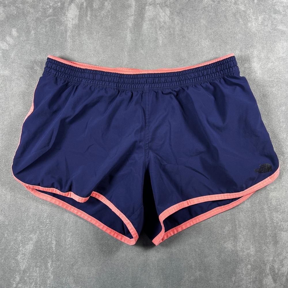 The North Face Womens Running Shorts Navy Blue Coral Pink Size L Activewear